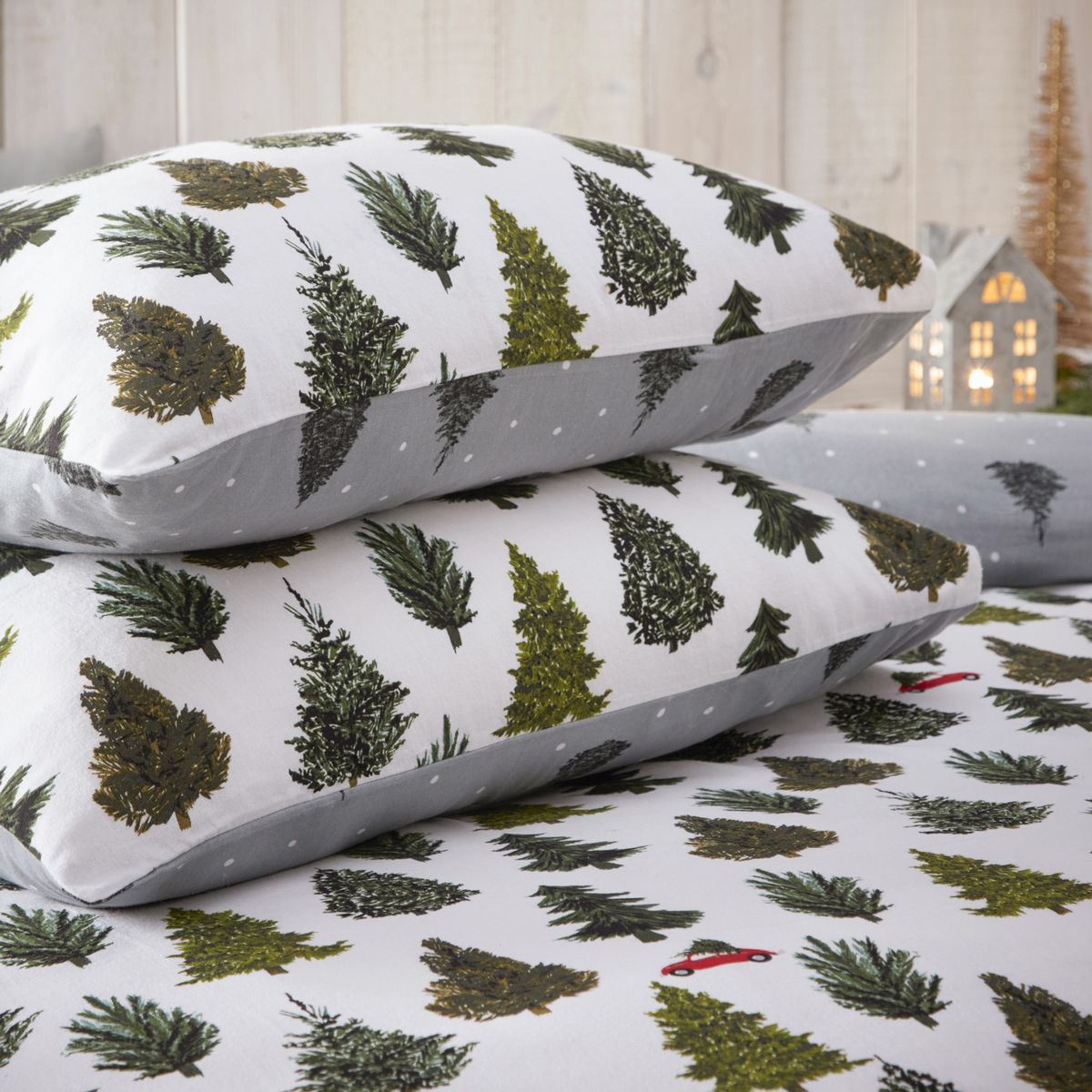 Evergreen Pine Green Duvet Set Fabric by furn. - EVERGRE/D01/PGR
