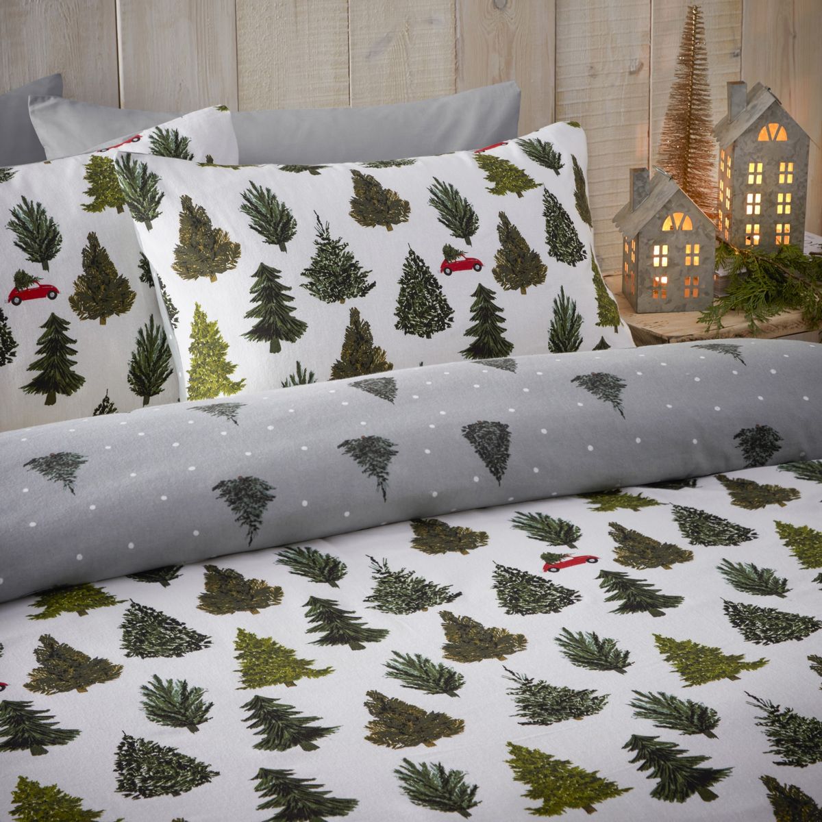 Evergreen Pine Green Duvet Set Fabric by furn. - EVERGRE/D01/PGR