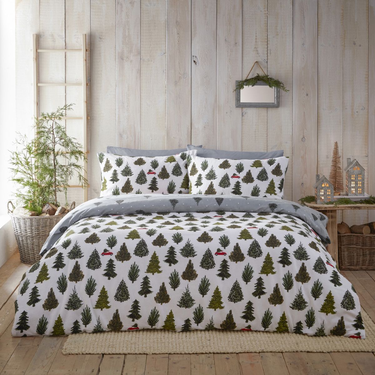Evergreen Pine Green Duvet Set Fabric by furn. - EVERGRE/D01/PGR