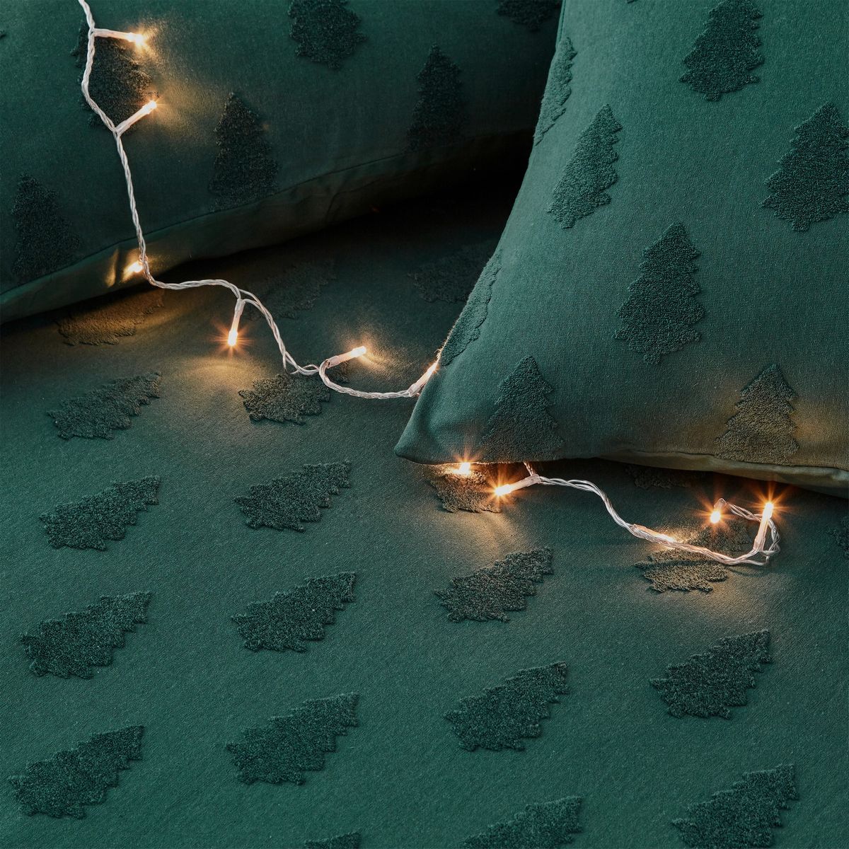 Tufted Tree Pine Green Duvet Set Fabric by furn. - TUFTEDT/D01/PGR