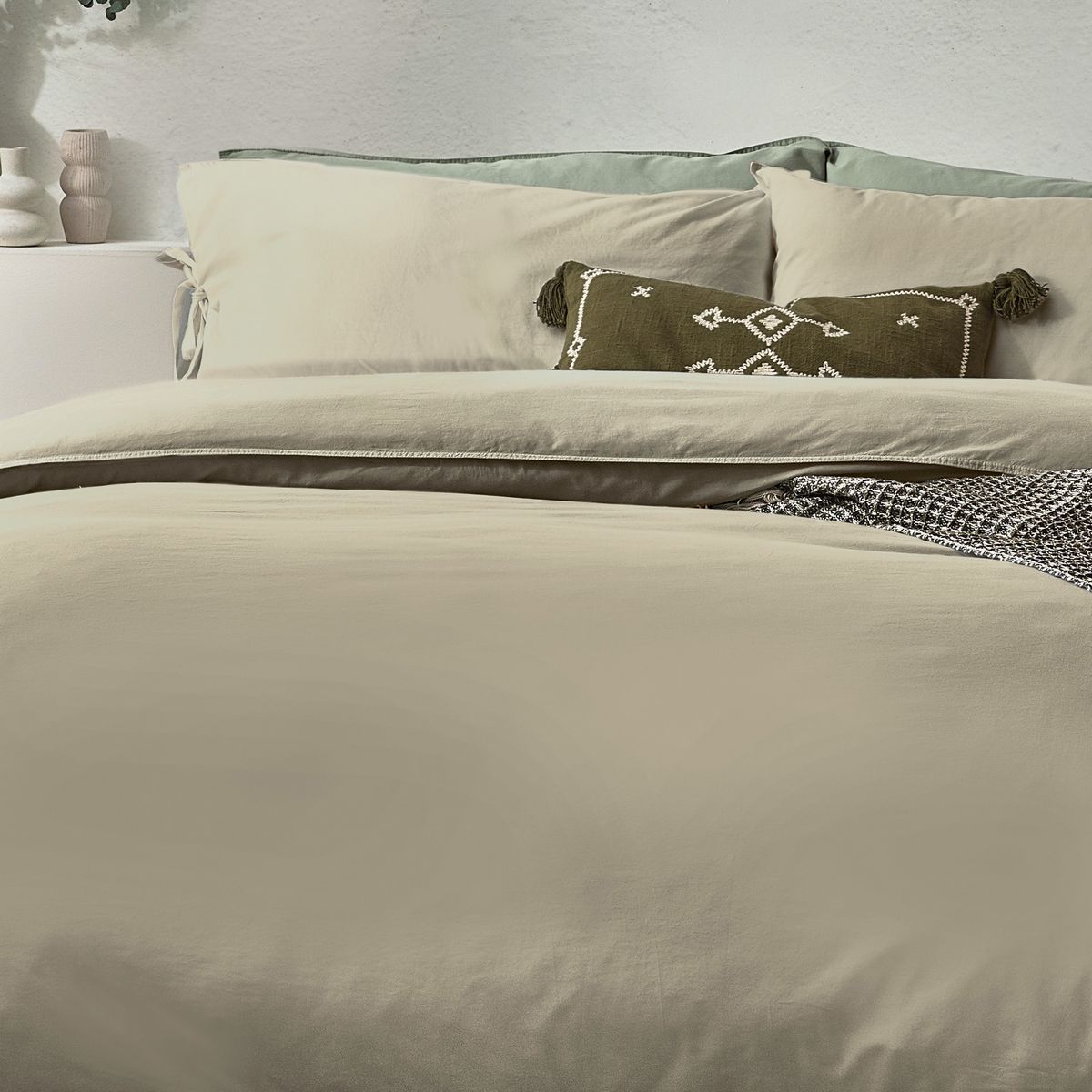 Mallow Bow Tie Linen Duvet Set Fabric by Yard - MALLOBT/D01/LIN