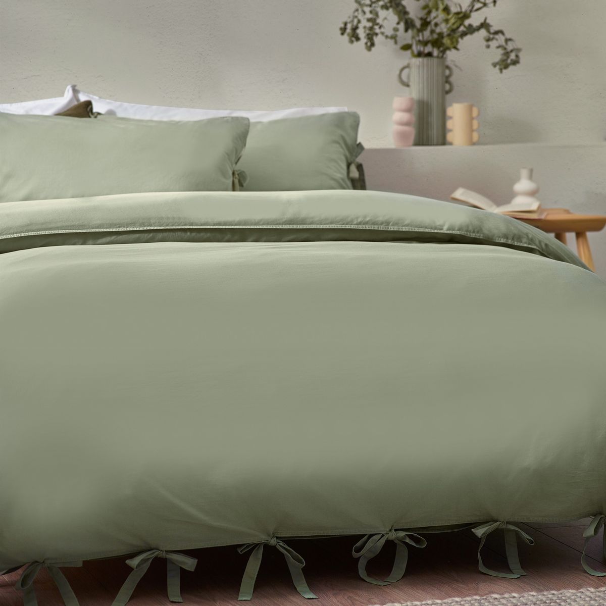 Mallow Bow Tie Soft Sage Duvet Set Fabric by Yard - MALLOBT/D01/SSA