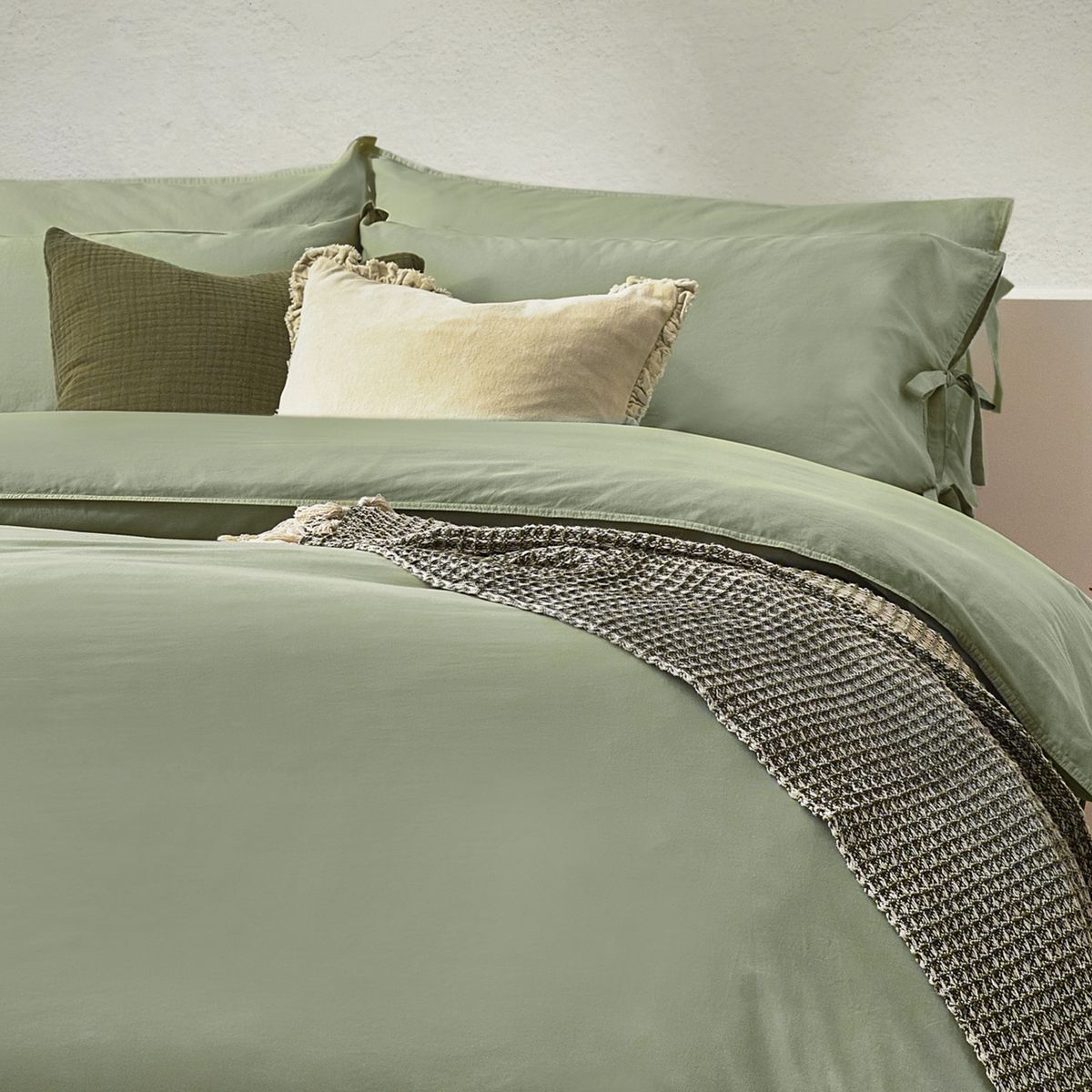 Mallow Bow Tie Soft Sage Duvet Set Fabric by Yard - MALLOBT/D01/SSA