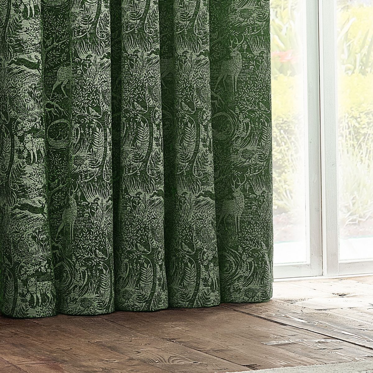 Winter Woods Emerald Eyelet Curtains Fabric by furn. - WWOODS/RT2/EME