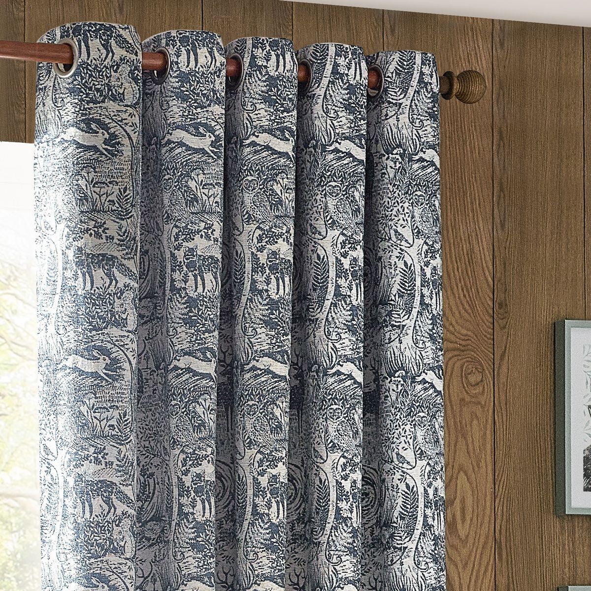 Winter Woods Midnight Eyelet Curtains Fabric by furn. - WWOODS/RT2/MID
