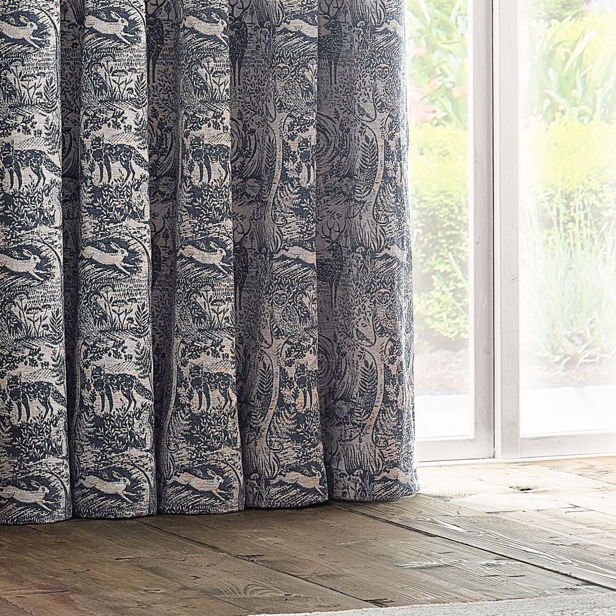 Winter Woods Midnight Eyelet Curtains Fabric by furn. - WWOODS/RT2/MID