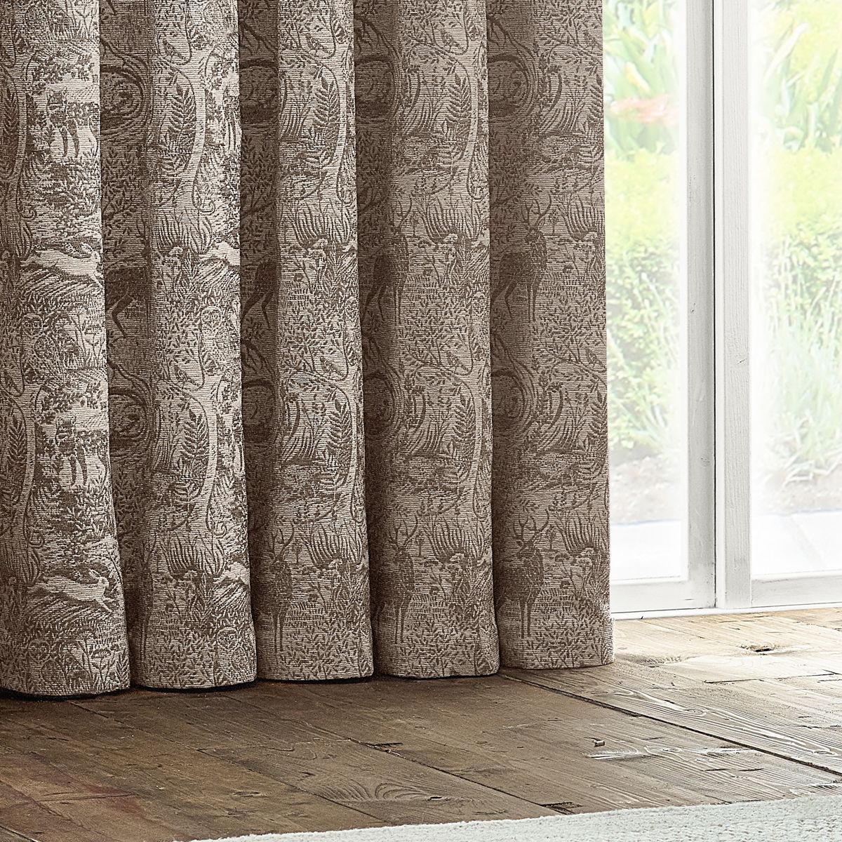 Winter Woods Taupe Eyelet Curtains Fabric by furn. - WWOODS/RT2/TAU