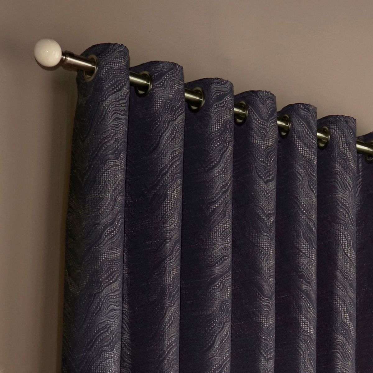 Himalaya Navy Eyelet Curtains Fabric by furn. - HIMALAY/RT8/NVY