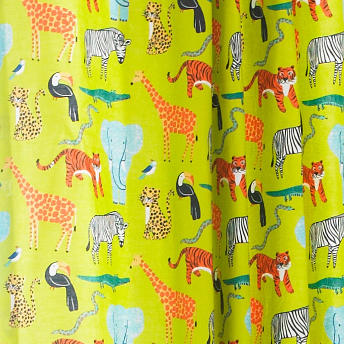 Jungletastic Green Eyelet Curtains Fabric by little furn. - JUNGLET/C09/MUL
