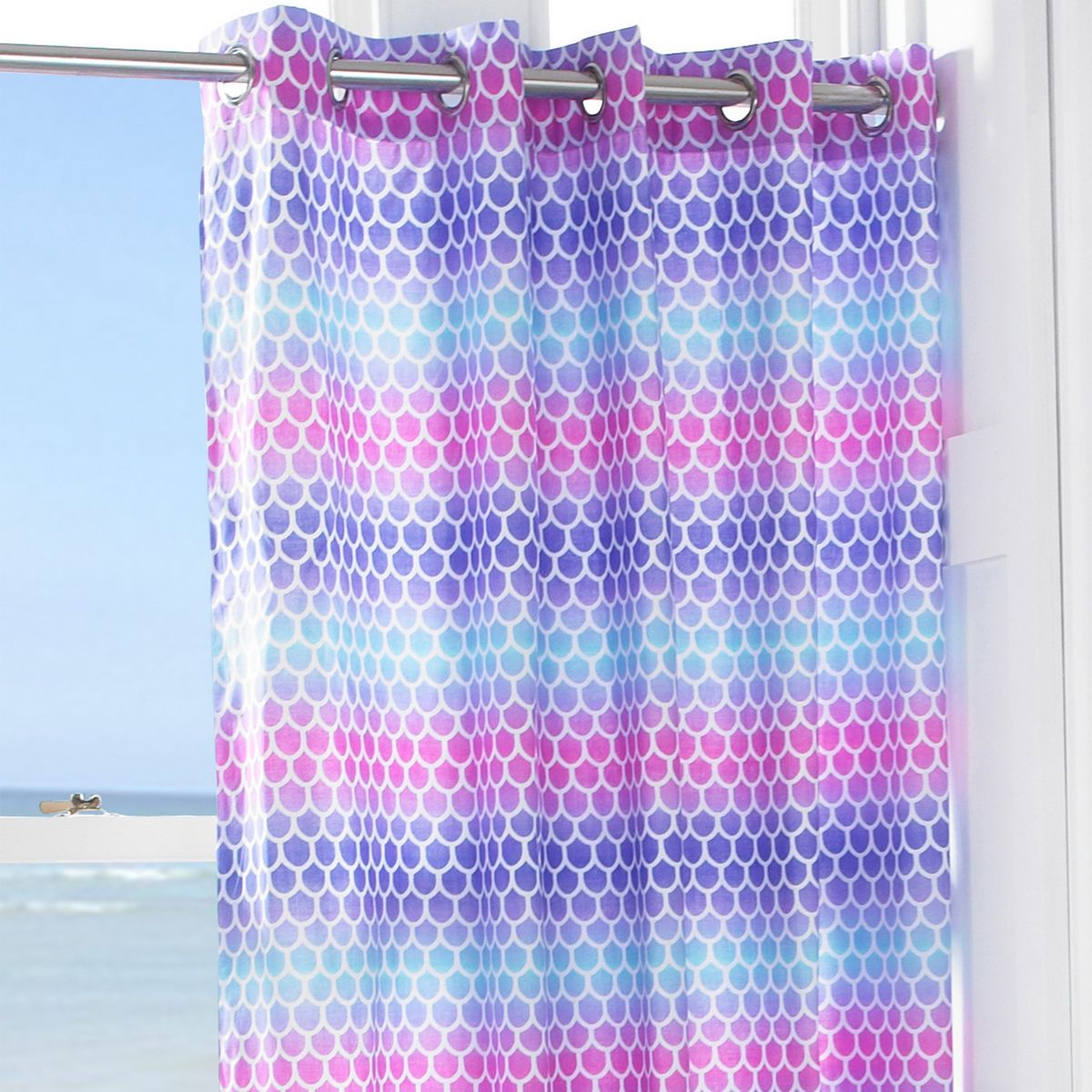 Mermaid Multi Eyelet Curtains Fabric by little furn. - MERMAID/C09/MUL