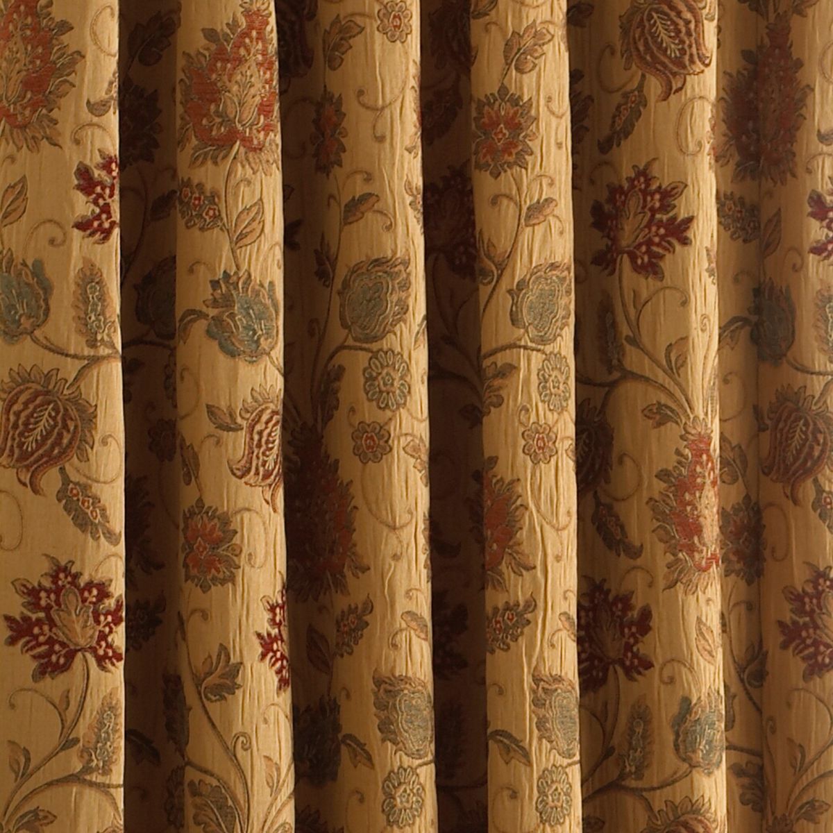 Zurich Gold Eyelet Curtains Fabric by Paoletti - ZURICH/RT2/GLD