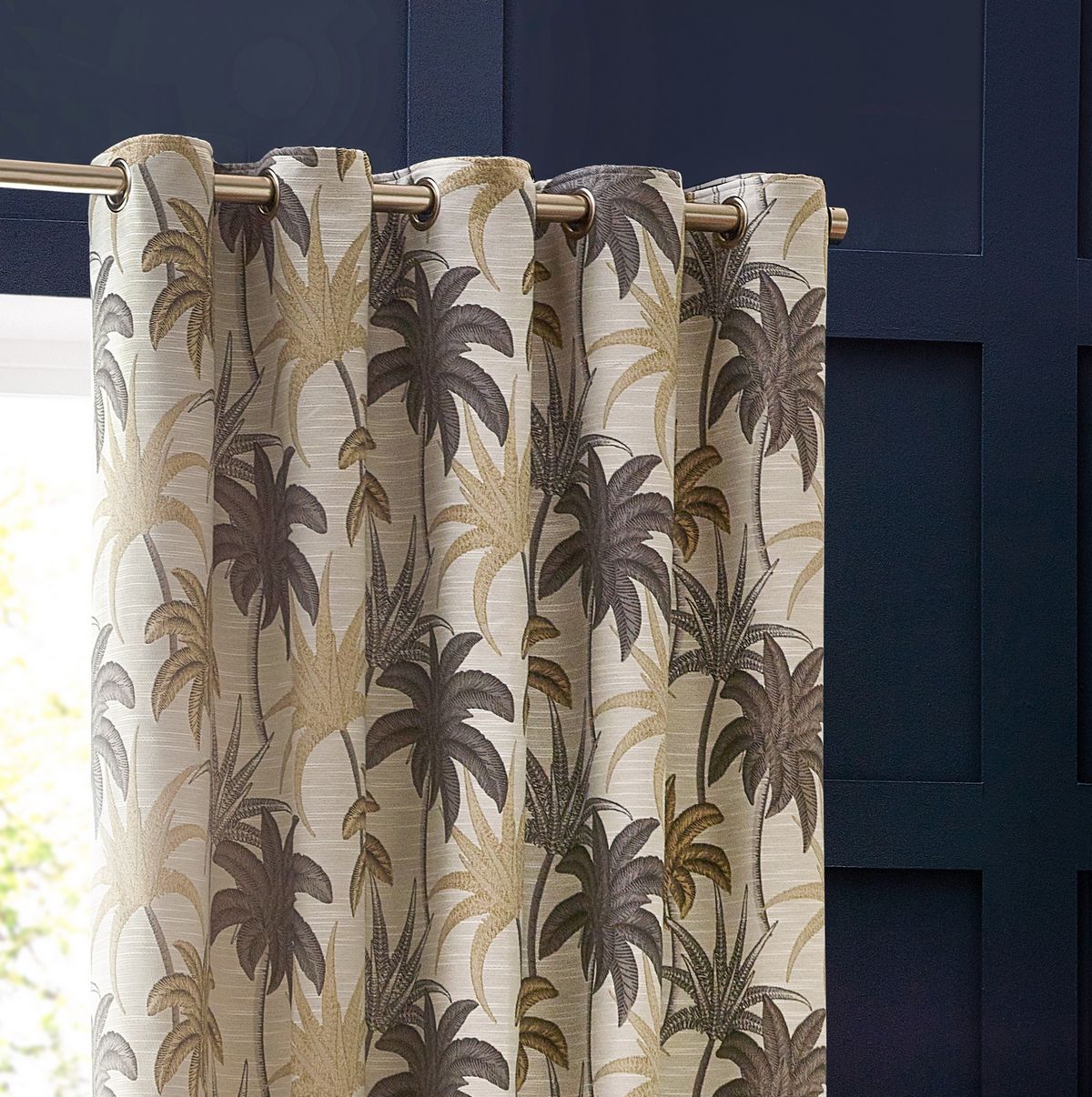 Galapagos Natural Eyelet Curtains Fabric by Wylder - GALAPAG/RT2/NAT