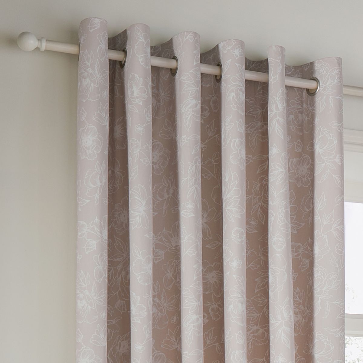 Bella Natural Eyelet Curtains Fabric by Wylder - BELLA/RT8/NAT