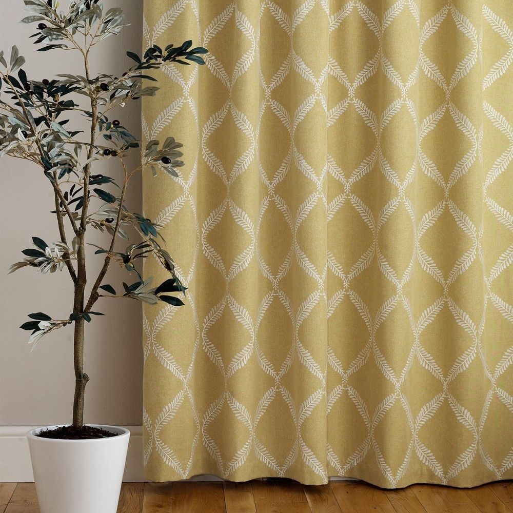 Olivia Citron Pencil Pleat Curtains Fabric by Paoletti - OLIVIA/C03/CIT