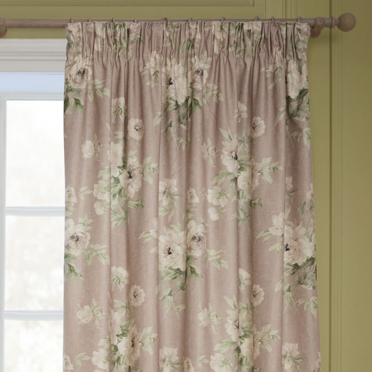 Adele Rose Pencil Pleat Curtains Fabric by Sanderson - ADELE/C08/ROS