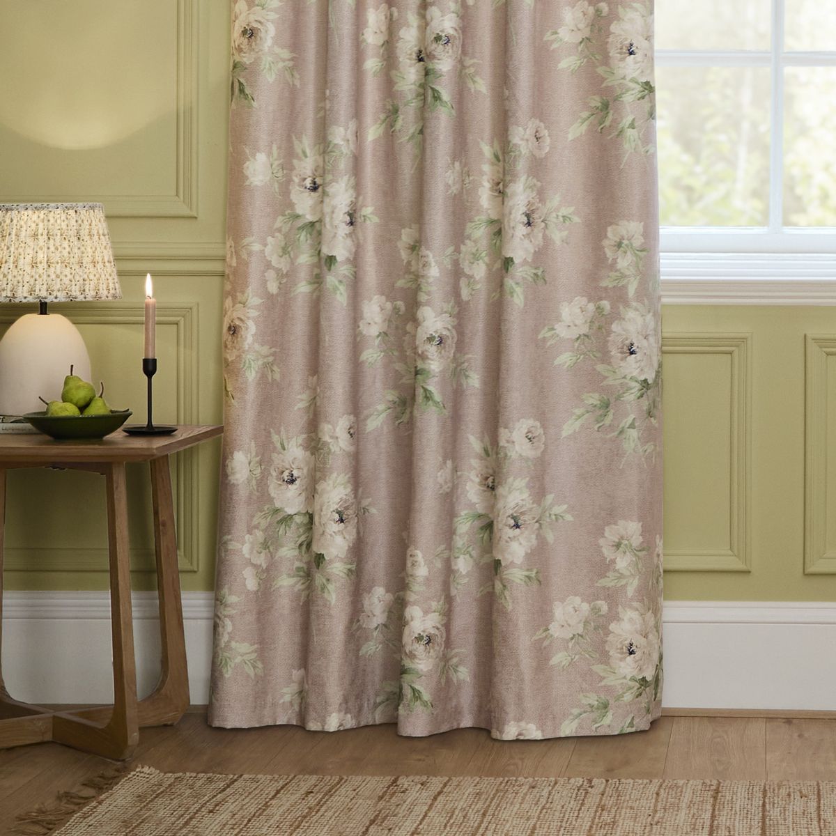 Adele Rose Pencil Pleat Curtains Fabric by Sanderson - ADELE/C08/ROS