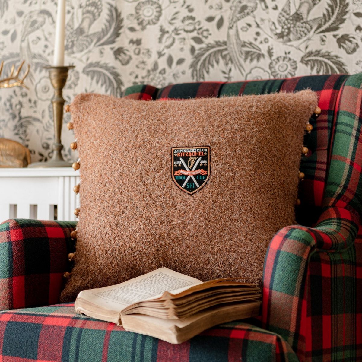 Alpine Ski Club Cushion Fabric by MINDTHEGAP - LC40203