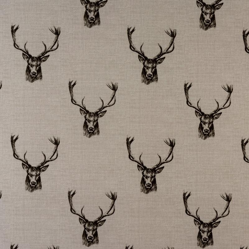 Stags Charcoal Cushion Fabric by Britannia Rose