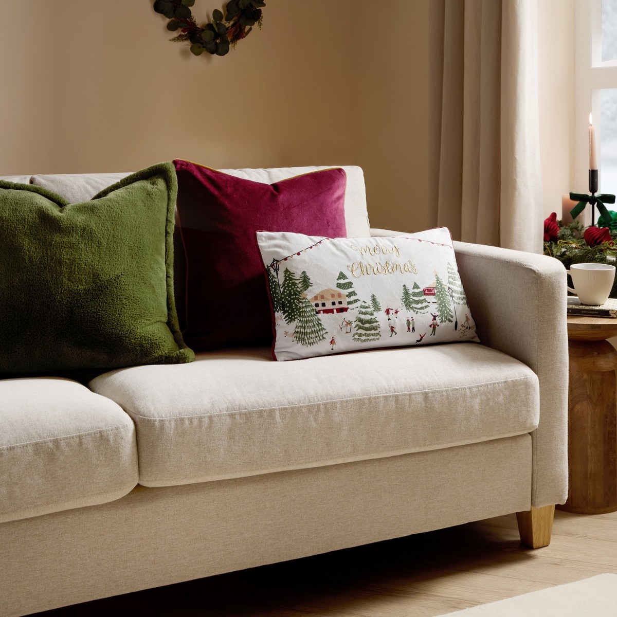 Joy To All Snow / Berry Cushion Fabric by furn. - JOYTOA/3CC/SNBE