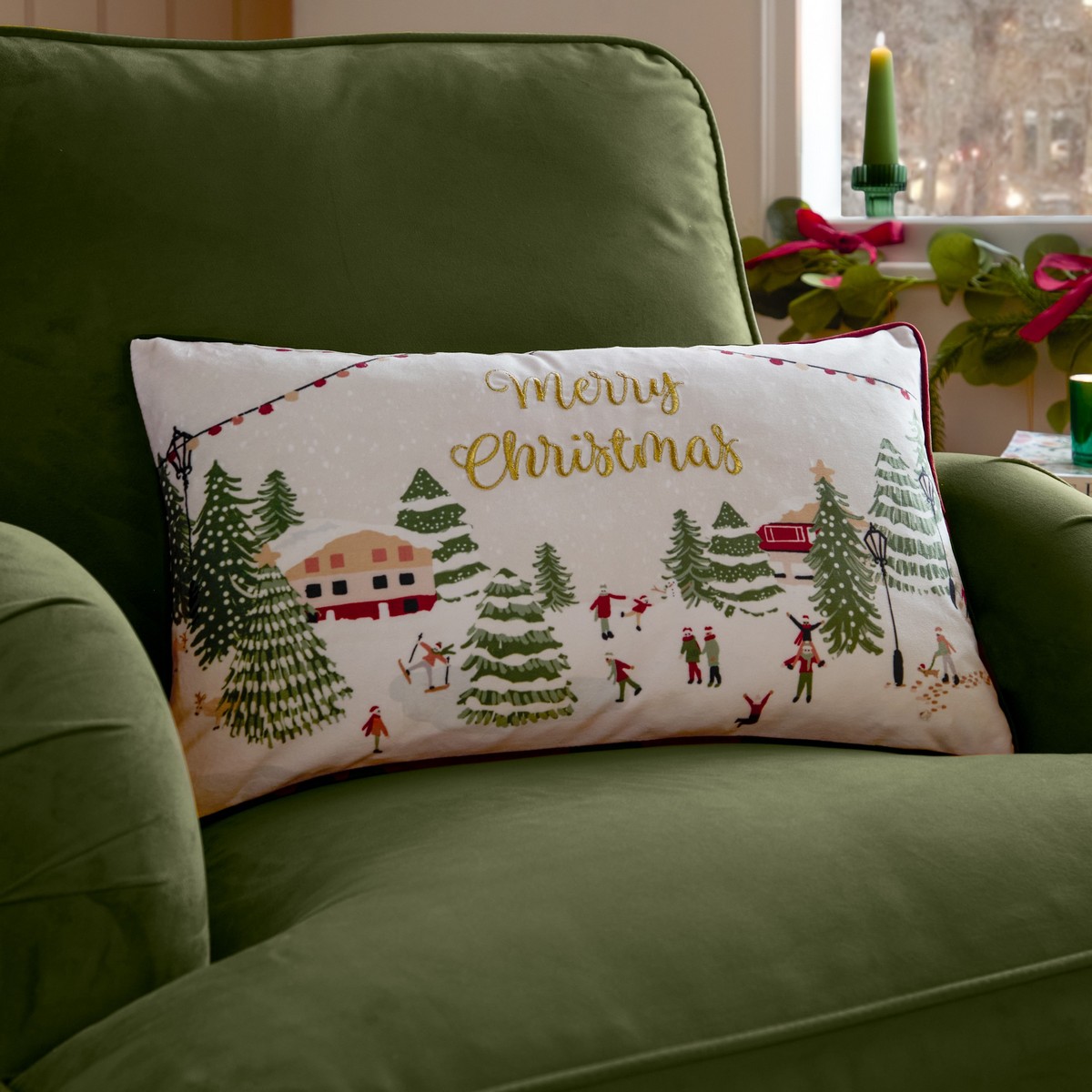 Joy To All Snow / Berry Cushion Fabric by furn. - JOYTOA/3CC/SNBE