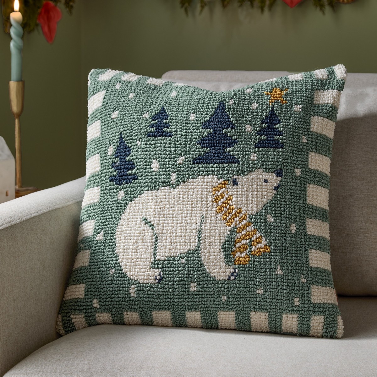 Polar Bear Frosty Blue Cushion Fabric by furn. - POLBEAR/CC2/FBL
