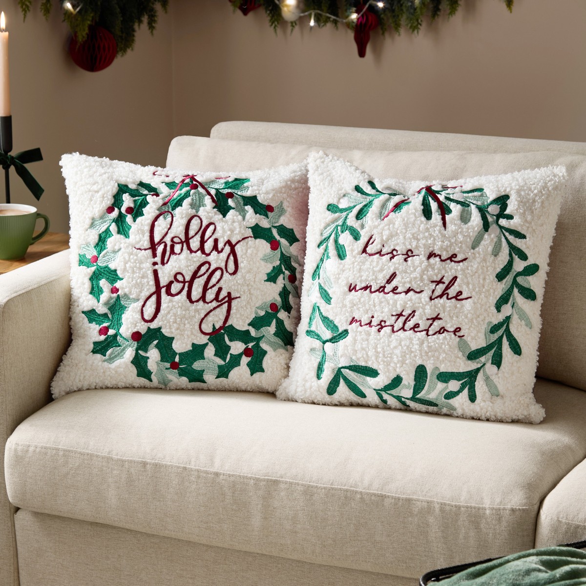 Mistletoe Wreath Multi Cushion Fabric by furn. - MWREATH/CC2/MUL