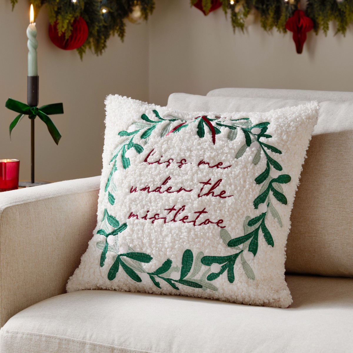 Mistletoe Wreath Multi Cushion Fabric by furn. - MWREATH/CC2/MUL