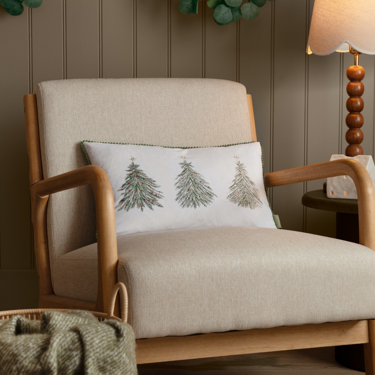 Twinkling Tree Trio Green Cushion Fabric by Wylder - TWINKTT/3CC/GRE