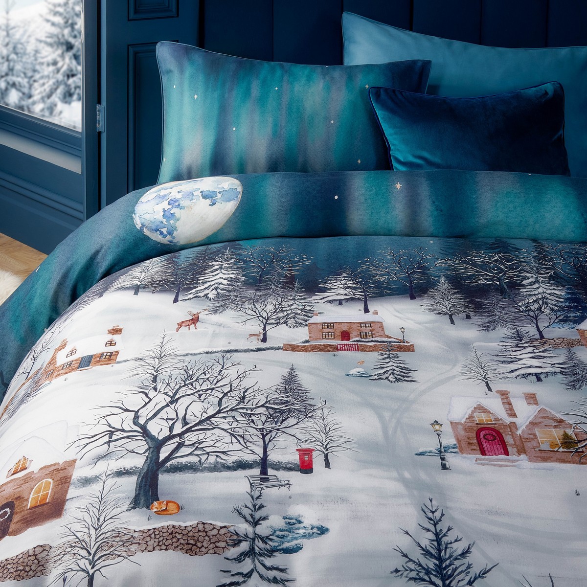 Starlight Midnight Blue Duvet Set Fabric by Paoletti - STARLI/D01/MIBL