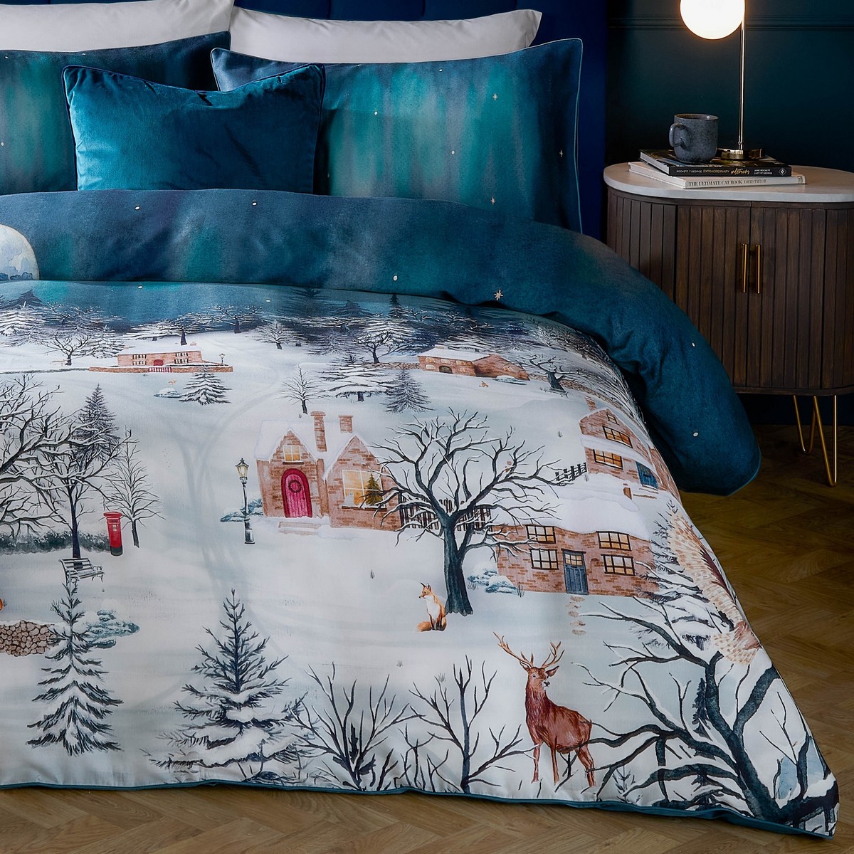 Starlight Midnight Blue Duvet Set Fabric by Paoletti - STARLI/D01/MIBL