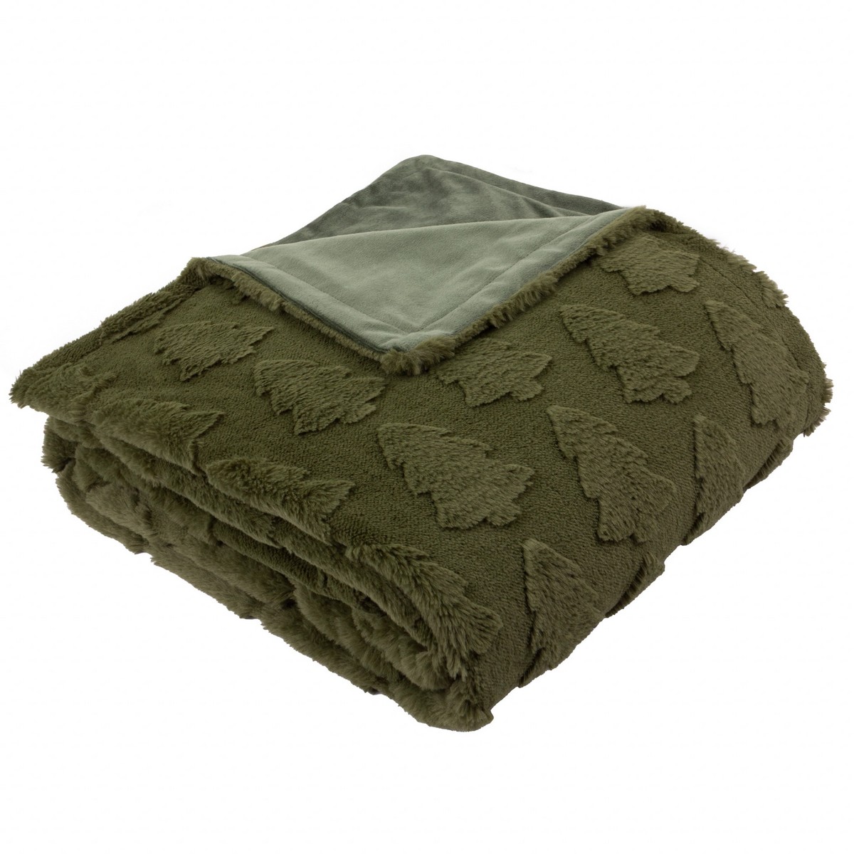 Pines Fur Forest Green Throw Fabric by furn. - PINES/TH2/FOR