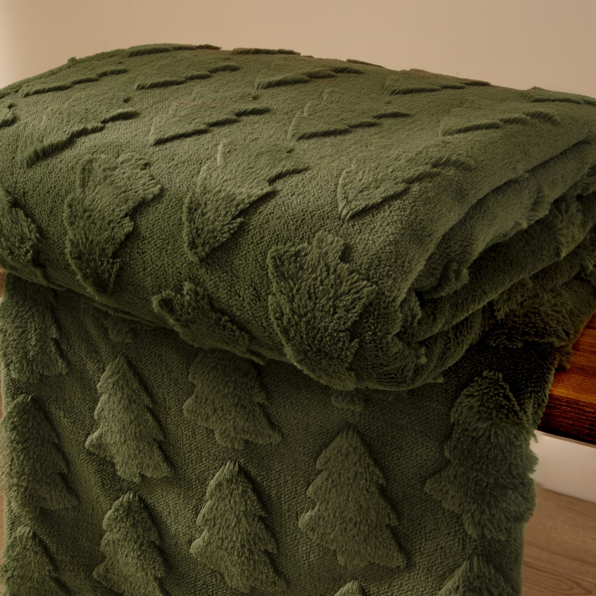Pines Fur Forest Green Throw Fabric by furn. - PINES/TH2/FOR