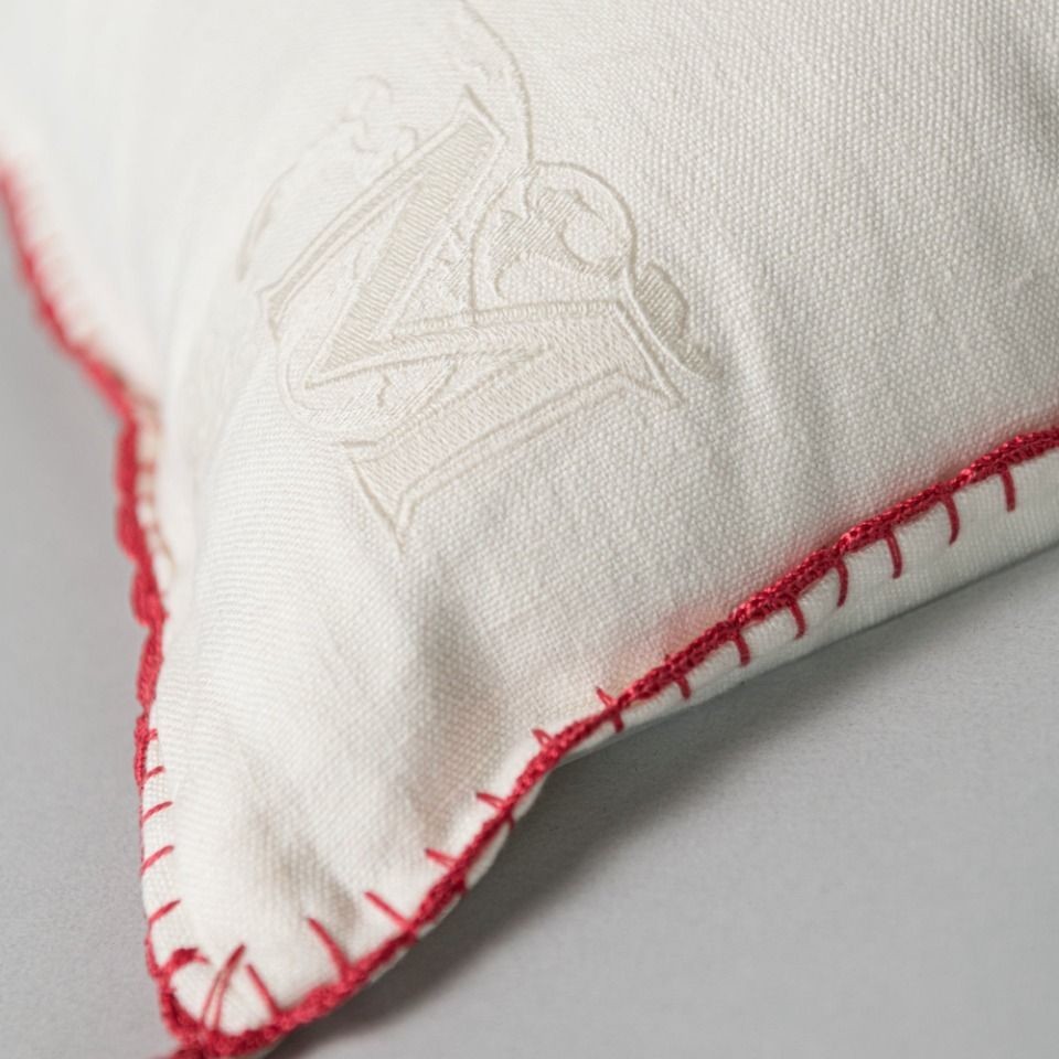 Horse Parade Linen Embroidered Cushion Fabric by MINDTHEGAP - LC40081