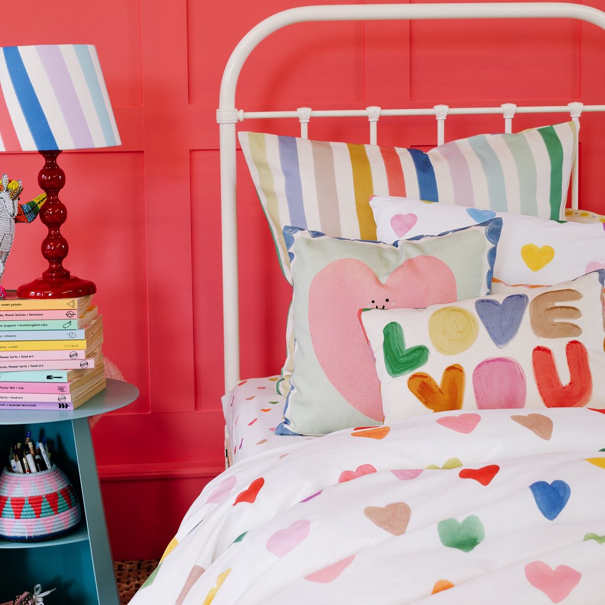 Love You Rainbow Cushion Fabric by Wee Blue Bell