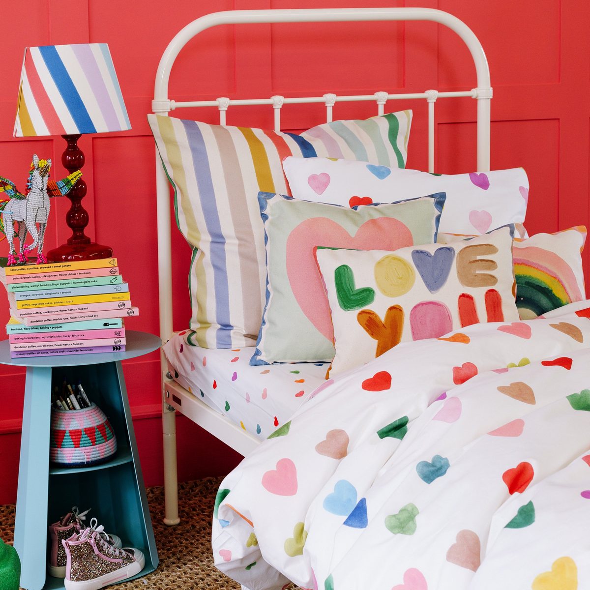 Love You Rainbow Cushion Fabric by Wee Blue Bell