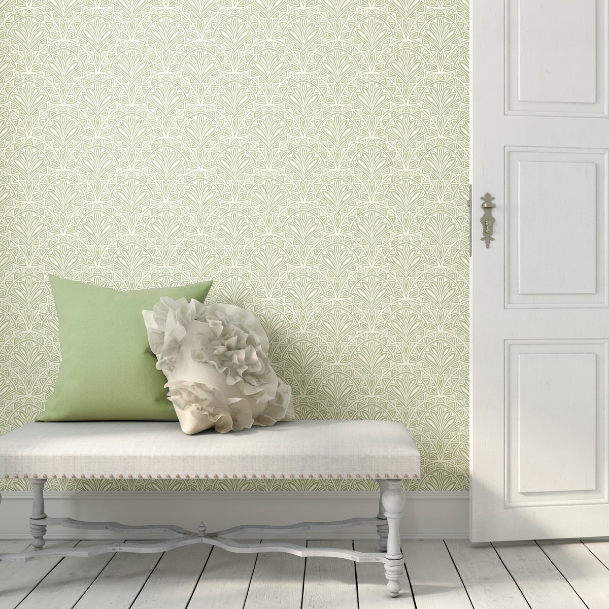 Deco Fan Green Fabric by Hoopla Walls - HWA1024W