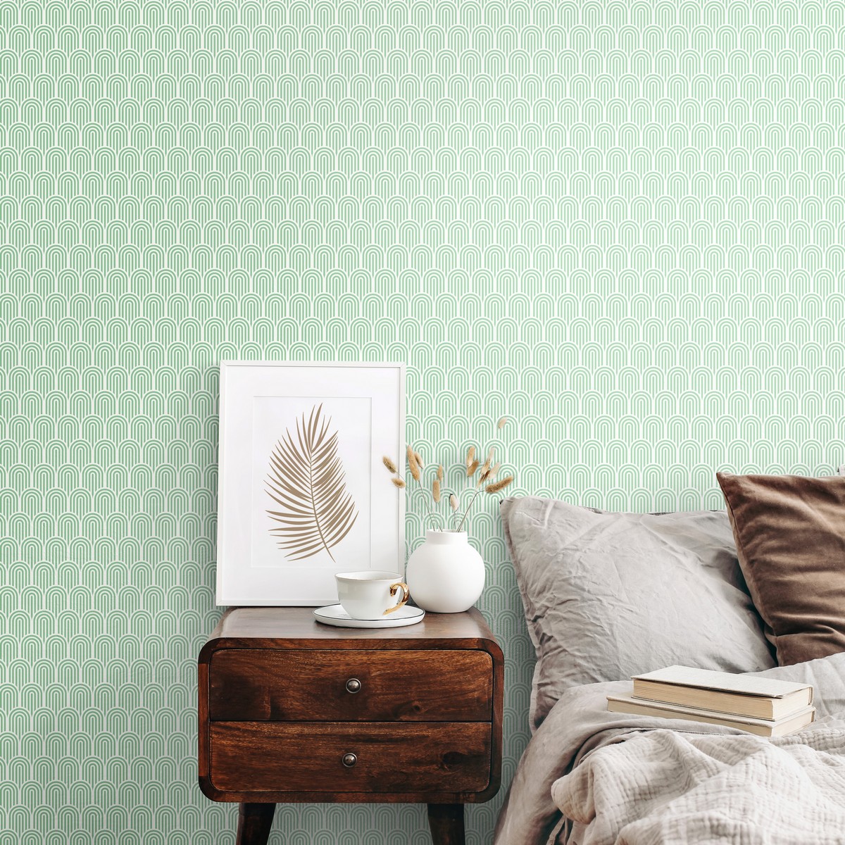 Retro Arch Mint Green Fabric by Hoopla Walls - HWA1070W