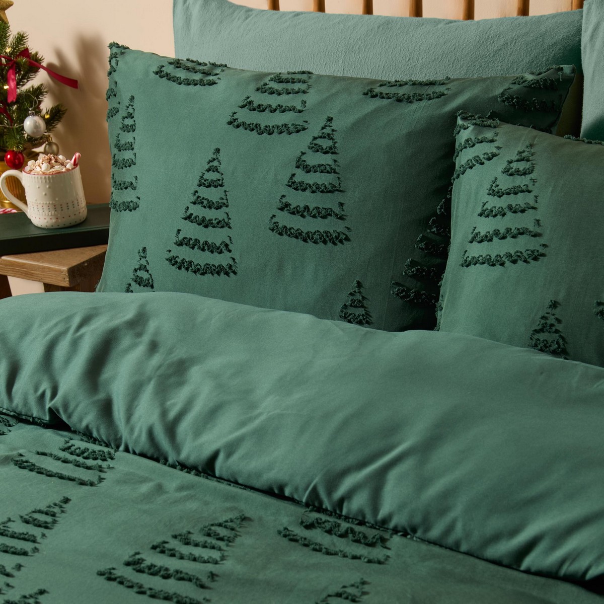 Trees Soft Tufted Green Duvet Set Fabric by Duvet Day - TREESST/D01/GRE