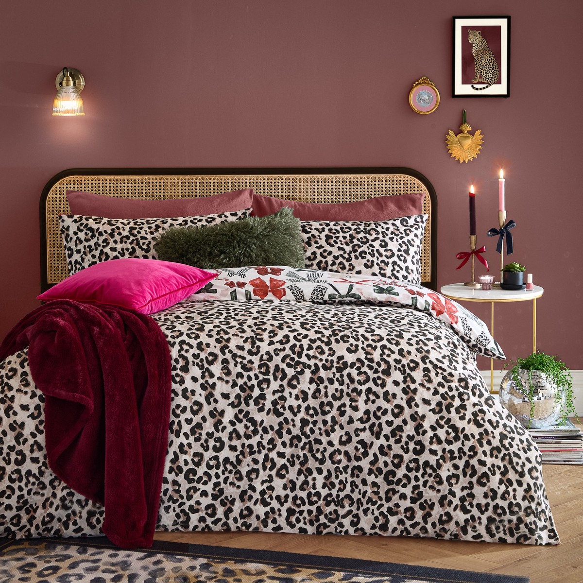 Mila Bows Leopard Duvet Set Fabric by furn. - MILABOW/D01/LEO