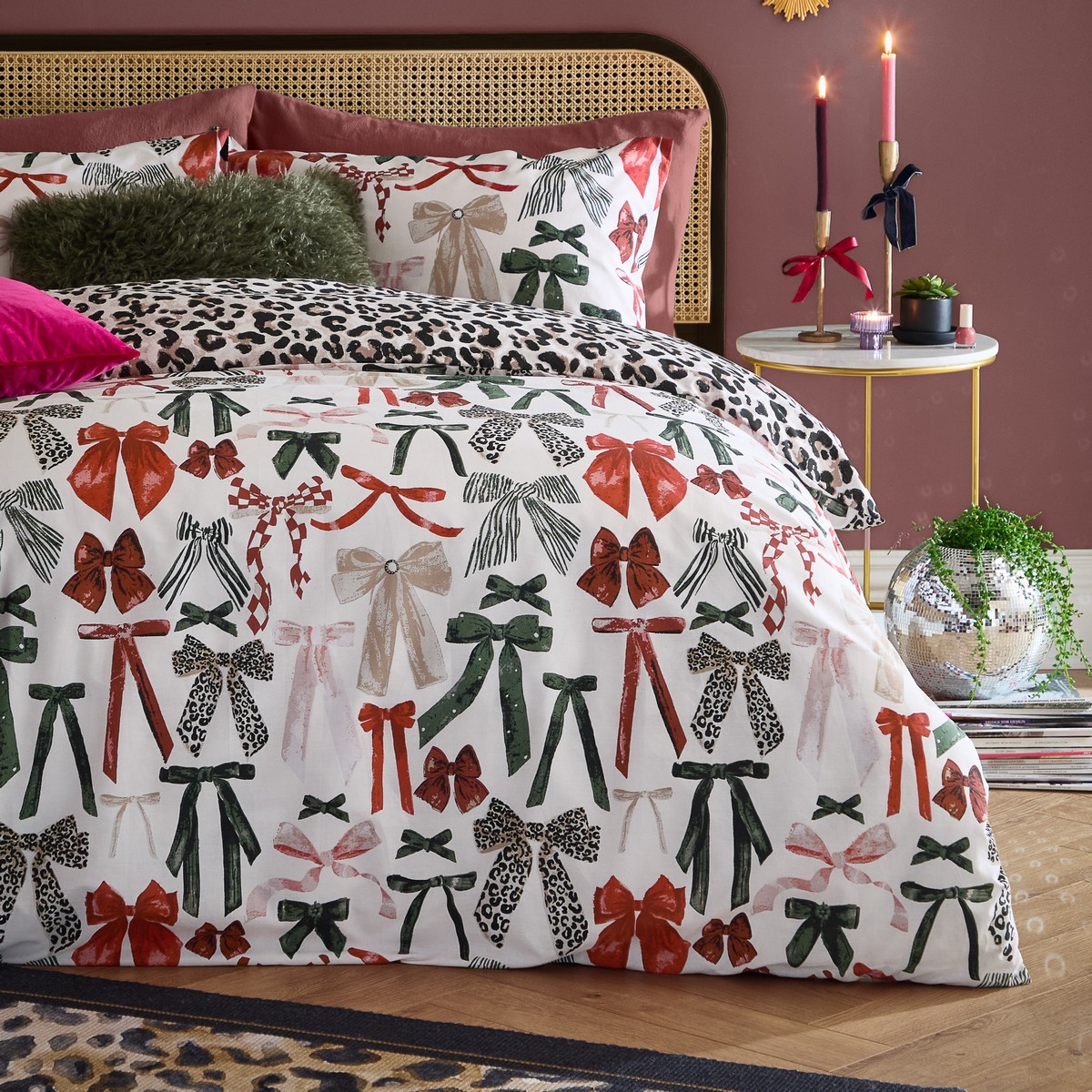 Mila Bows Leopard Duvet Set Fabric by furn. - MILABOW/D01/LEO