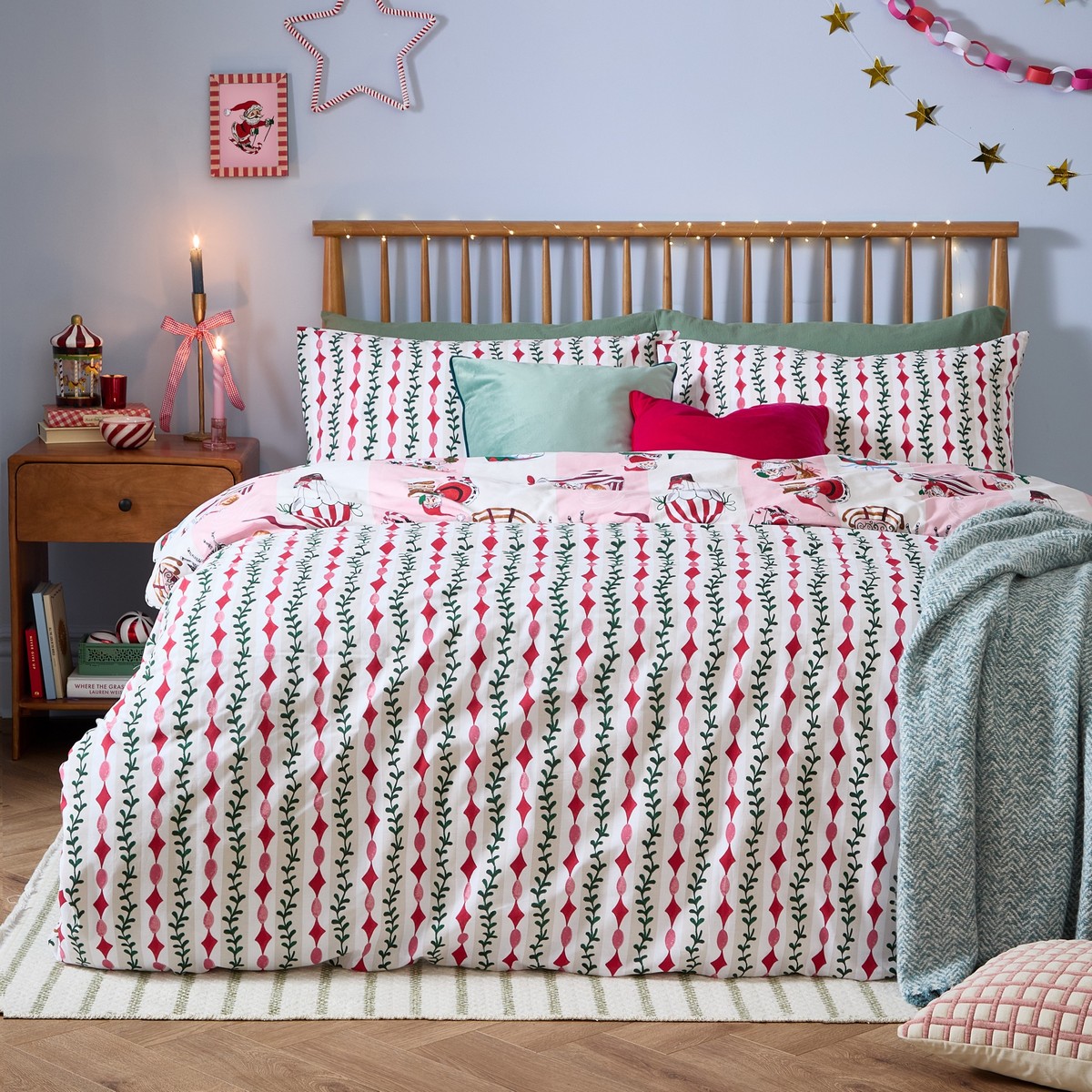 Passport To The North Pole Candy Floss / Linen Duvet Set Fabric by furn. - PAPTTNP/D01/CFLI