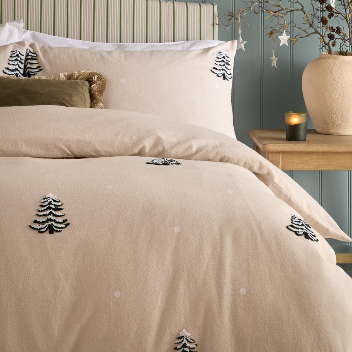 Pine Tree Tufted Natural Duvet Set Fabric by furn. - PTRETUF/D01/NAT