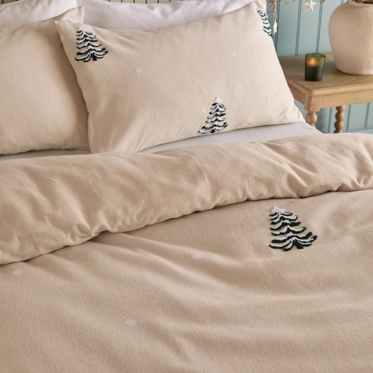 Pine Tree Tufted Natural Duvet Set Fabric by furn. - PTRETUF/D01/NAT