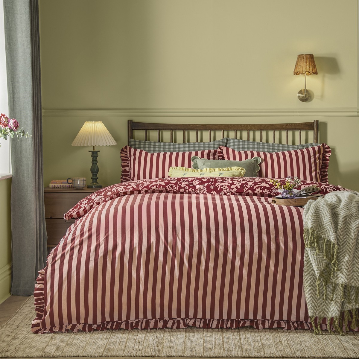 Posie Berry Duvet Set Fabric by furn. - POSIE/D01/BER