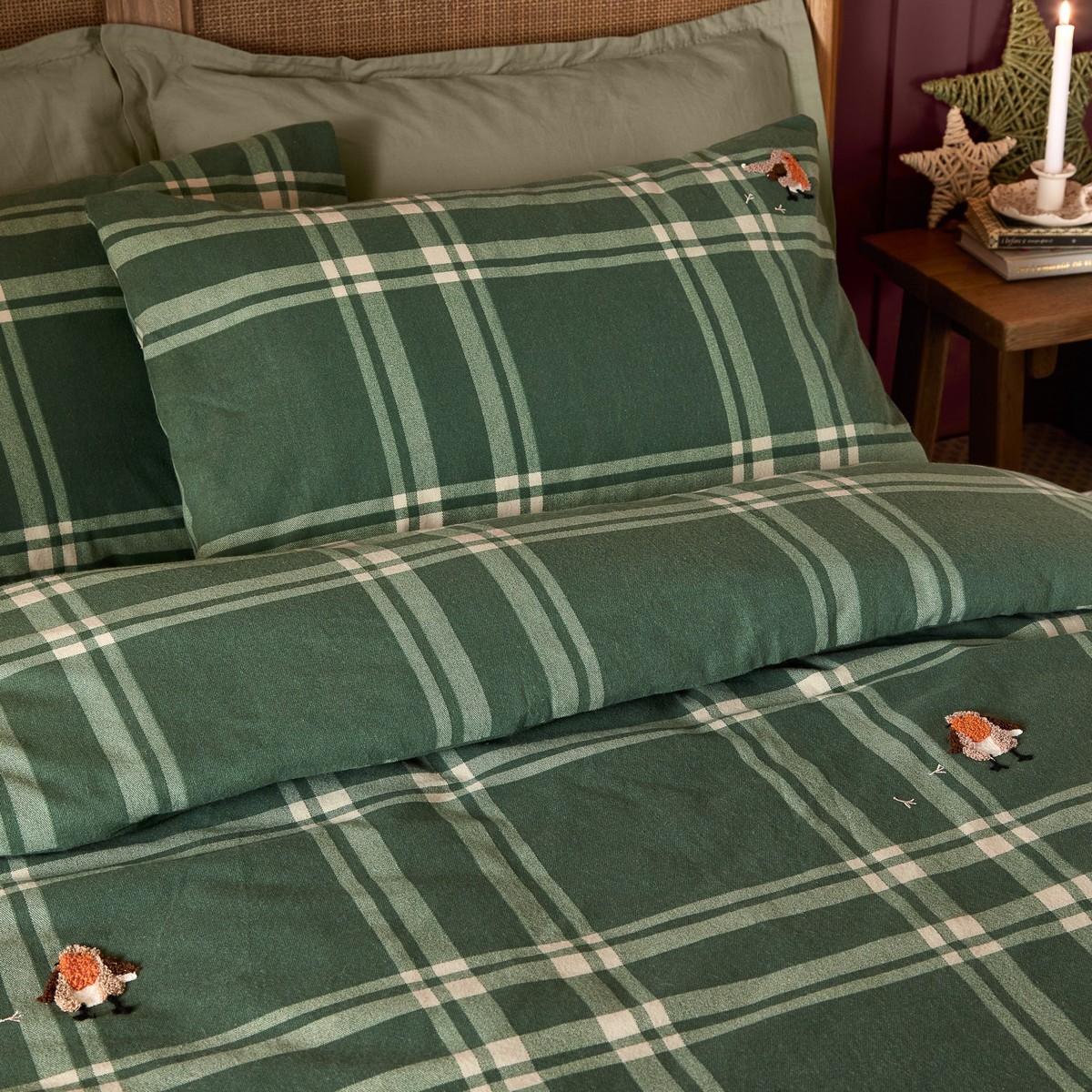 Ramble Robin Tufted Green Duvet Set Fabric by furn. - RROBTUF/D01/GRE