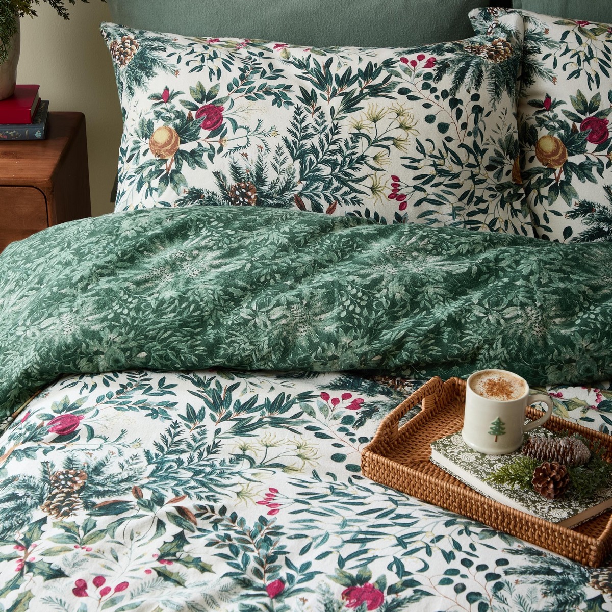 Winter Foliage Pine Green Duvet Set Fabric by Wylder - WINTFOL/D01/PGR