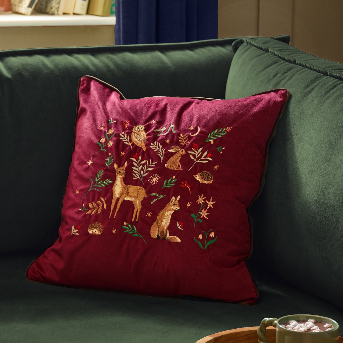 Berry Woods Burgundy Cushion Fabric by furn. - BERRYWO/CC2/BRG