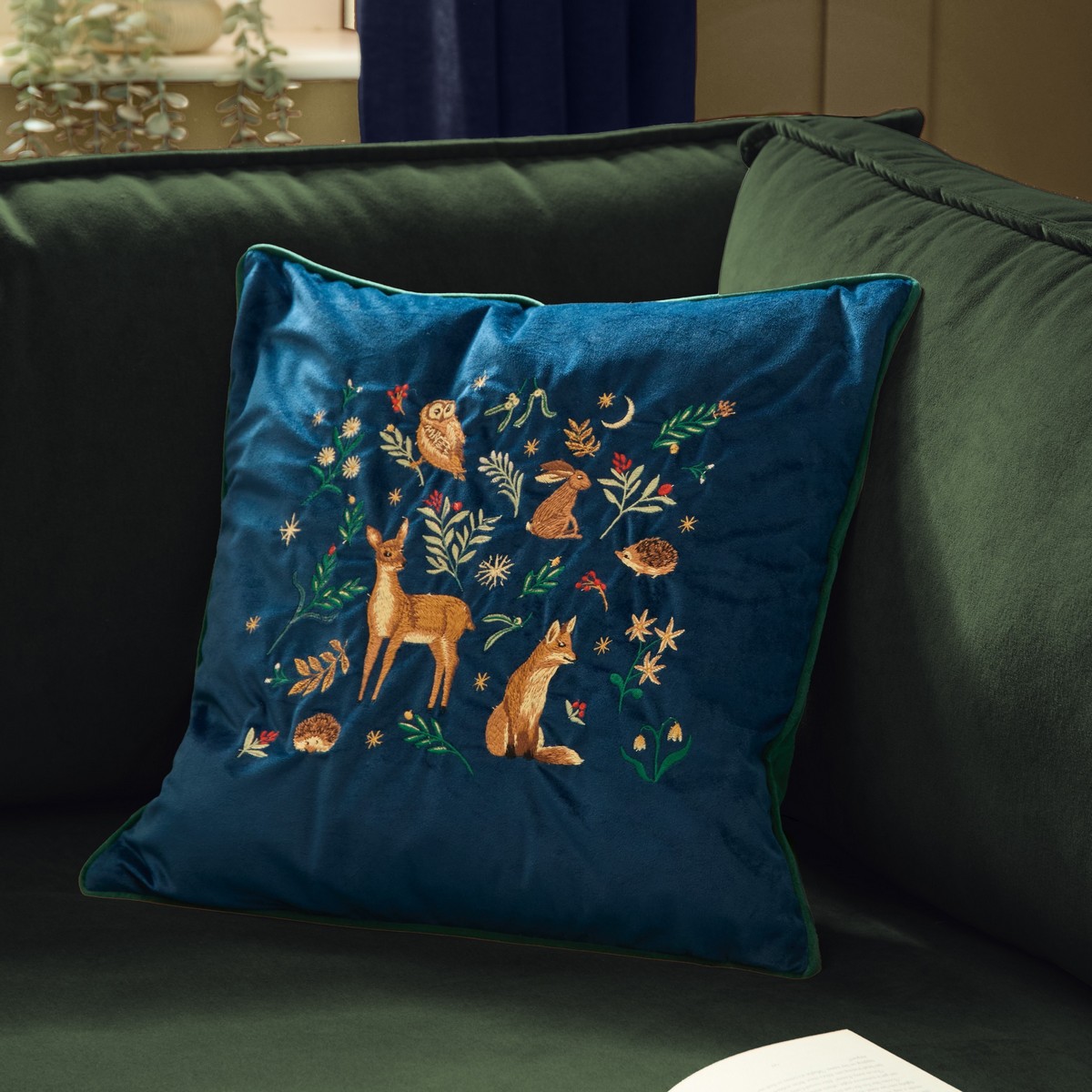 Berry Woods Navy Cushion Fabric by furn. - BERRYWO/CC2/NYGY