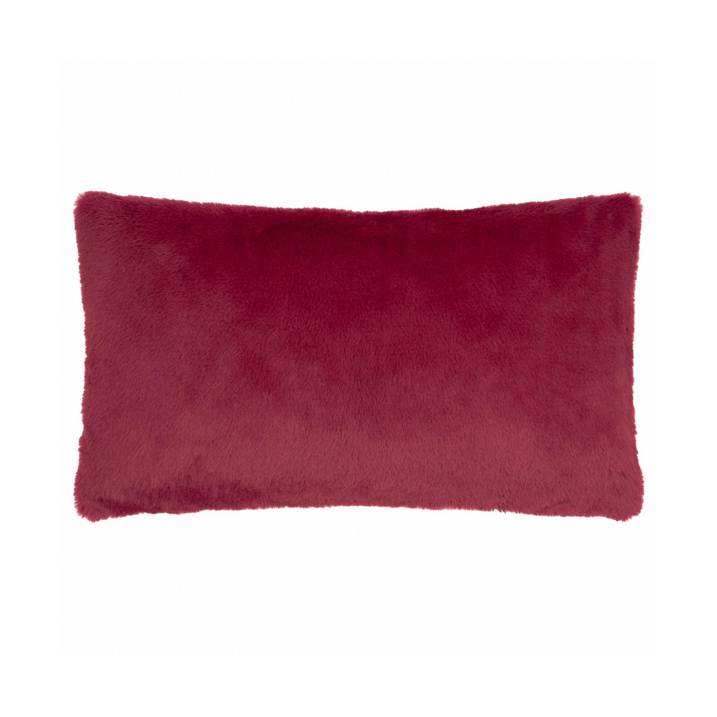 Merry Christmas Fur Stripe Burgundy / Pink Cushion Fabric by furn. - MCFSTRI/3CC/BUPN