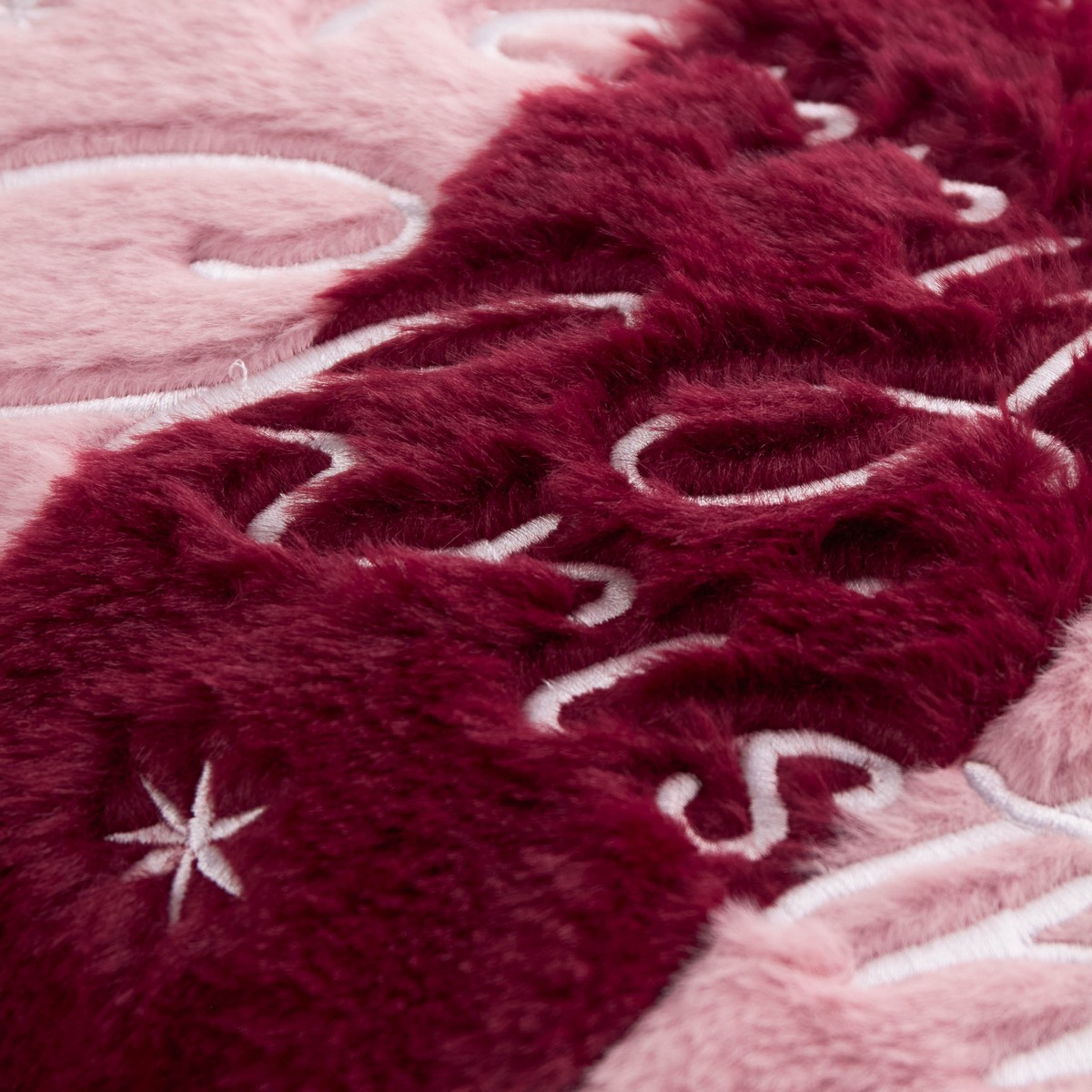 Merry Christmas Fur Stripe Burgundy / Pink Cushion Fabric by furn. - MCFSTRI/3CC/BUPN